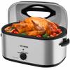 28 Quart Electric Roaster Oven with Visible & Self-Basting Lid, Large Turkey Roaster with Defrost Warm Function, Adjustable Temperature, Removable Pan Rack, Stainless Steel, Silver view 1