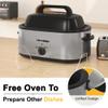 28 Quart Electric Roaster Oven with Visible & Self-Basting Lid, Large Turkey Roaster with Defrost Warm Function, Adjustable Temperature, Removable Pan Rack, Stainless Steel, Silver view 2