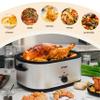 28 Quart Electric Roaster Oven with Visible & Self-Basting Lid, Large Turkey Roaster with Defrost Warm Function, Adjustable Temperature, Removable Pan Rack, Stainless Steel, Silver view 4
