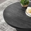 35.98'' Black Round Coffee Table, End Table Modern Coffee Table Wood Small Coffee Table with Cylindrical Leg, Wood Veneer Tabletop Table, Rounded Sofa Side Table for Living Room (35.98'' x 15.98'') view 3