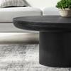 35.98'' Black Round Coffee Table, End Table Modern Coffee Table Wood Small Coffee Table with Cylindrical Leg, Wood Veneer Tabletop Table, Rounded Sofa Side Table for Living Room (35.98'' x 15.98'') view 4