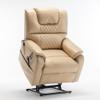 Luxurious Electric Lounge Chair for Elderly - Power Supply Recliner Sofa with 180 Flat Lying Position, Remote Control, Side Pockets - Perfect for Living Room, Bedroom, Home Theater (Beige+PU) view 1