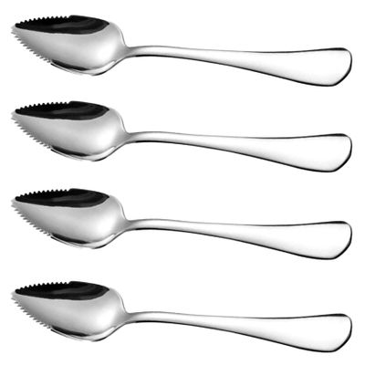 Grapefruit Spoons with Serrated Edge 4PCS Food Grade Stainless Steel Dessert Spoons with Handle Non Stick Spoons for Kiwi Papaya Orange Ice Cream...