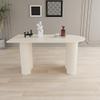 HAIZAO Modern Dining Table for 4-6, 63" Dinner Table with Smooth MDF Tabletop & Sturdy Ripple Legs, Cream Oval Fluted Dining Table for Kitchen, Dining Room, Breakfast Nook, Living Room,Office, Cafe view 3
