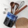 KOOV Cooking Utensil Holder, Large Ceramic Utensil Crock, Deep and Stable, Utensil Caddy for Countertop, Reactive Glaze (Nebula Blue) view 4