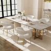ChicAura White Velvet Upholstered Dining Chairs Set of 4, Modern Boucle Dining Chair with Gold Legs, Curved Backrest Kitchen Dining Room Chairs for Living Room Restaurant/Vanity view 1