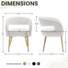 ChicAura White Velvet Upholstered Dining Chairs Set of 4, Modern Boucle Dining Chair with Gold Legs, Curved Backrest Kitchen Dining Room Chairs for Living Room Restaurant/Vanity view 2