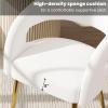 ChicAura White Velvet Upholstered Dining Chairs Set of 4, Modern Boucle Dining Chair with Gold Legs, Curved Backrest Kitchen Dining Room Chairs for Living Room Restaurant/Vanity view 3