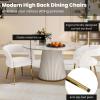 ChicAura White Velvet Upholstered Dining Chairs Set of 4, Modern Boucle Dining Chair with Gold Legs, Curved Backrest Kitchen Dining Room Chairs for Living Room Restaurant/Vanity view 4