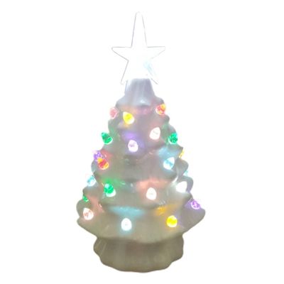 Christmas Tree Lamp,Retro Ceramic Christmas Tree,Mini Christmas Tree with Lights Tabletop Ceramic Christmas Tree Night Light Decorations for Home Kitchen Office (C)