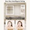 Mirror Medicine Cabinet Wall Mounted led Medicine Cabinet White Medicine Cabinet with Mirror with Defogger Dimmer Surface Mount Clock&Temp 2 Mirrored Doors Wall Mount for Makeup Enthusiasts(110x13x70c view 3