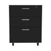 3 Drawer Rolling Storage Cabinet with Lock, Space Saving Mobile Organizer, Black - for Office, Craft Room view 2