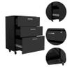 3 Drawer Rolling Storage Cabinet with Lock, Space Saving Mobile Organizer, Black - for Office, Craft Room view 3