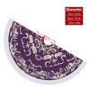 Christmas Tree Skirt 48 Inches Christmas Tree Mat Damascus Flowers Tree Skirt Double-Sided Christmas Decor Xmas Tree Skirt Christmas Tree Decoration Mat for New Year view 2