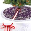 Christmas Tree Skirt 48 Inches Christmas Tree Mat Damascus Flowers Tree Skirt Double-Sided Christmas Decor Xmas Tree Skirt Christmas Tree Decoration Mat for New Year view 3