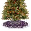 Christmas Tree Skirt 48 Inches Christmas Tree Mat Damascus Flowers Tree Skirt Double-Sided Christmas Decor Xmas Tree Skirt Christmas Tree Decoration Mat for New Year view 4