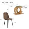 63 Glass Dining Table Set for 4, 5 Piece Dining Table Set, Modern Dining Room Table Set with 0.4" Tempered Glass Tabletop and MDF OC-Shaped Leg&Wood Pattern Base, 4 PU Leather Chairs for Kitchen. view 3