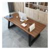 YHKJLYH Computer Desk Office Desk Study Table Solid Wood Computer Desk Modern Wrought Iron Frame Office Desk Workbench for Home, Desktop Thickness 5cm Office Work Desk Writing Desk(120x60x75cm) view 2