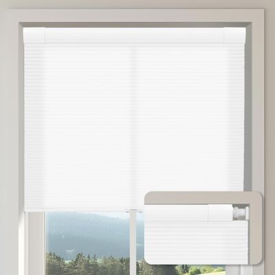 BERISSA No Drill No Tools Light Filtering Cellular Shades Cordless Honeycomb Blinds Easy to Install Cellular Blinds for Windows, Light Filtering-White,51" W x 72" H.