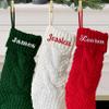 TEEAMORE Personalized Christmas Stocking Custom Name Family Embroidered Xmas Stocking for Kids Knitted Stocking for Fireplace Holiday Party Decoration 18" (3 pcs) view 2