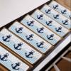 Christmas Anchor Stair Treads for Wooden Steps Indoor Runner Rug Carpet, Nautical Coastal Shell Starfish Stripes 15 Pieces Peel and Stick Staircase Step Treads Covers Washable Throw Door Mats, 30"x8" view 3