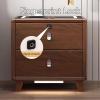 Smart Nightstand with Fingerprint Lock and Speaker, LED Nightstand with Charging Station, Wood Nightstand with Drawers, for Bedroom Living Room(50x40x50CM) view 4