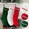 TEEAMORE Personalized Christmas Stocking Custom Name Family Embroidered Xmas Stocking for Kids Knitted Stocking for Fireplace Holiday Party Decoration 18" (2 pcs) view 2