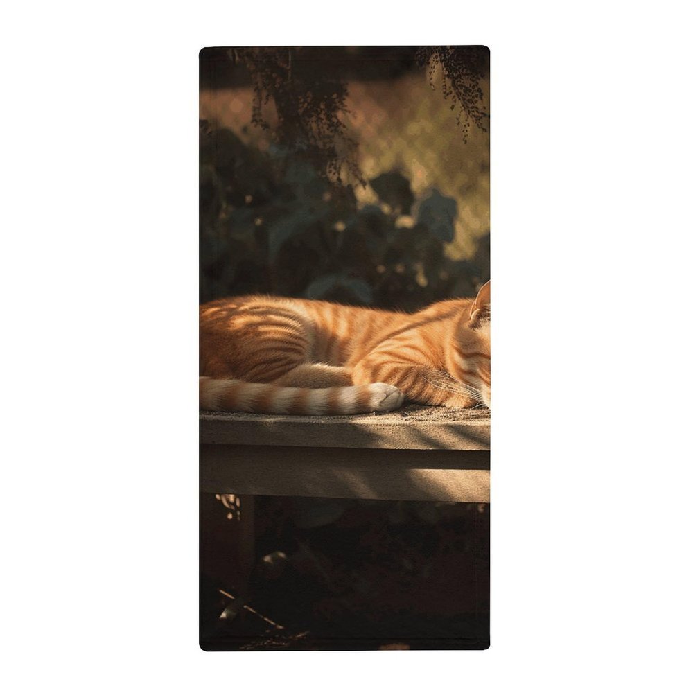Coral Fleece Bath Towels 28.7 X 13.8 Inches Orange Cat Sleeping Printed Soft Bath Towels for Bathroomfor Shower, Pool, Spa, Gym, Hand Towel for Daily Use, Lightweight Bath Towel Set Absorbent Quick Dr