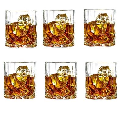 Luminthra Set of 2 Crystal Old Fashioned Whiskey Glasses, 11 Oz Tumblers in Luxury Gift Box - Lead-Free Glass, great Gift for Men (6SET)