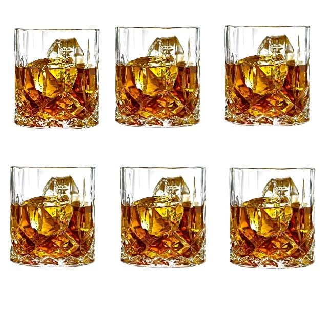 Luminthra Set of 2 Crystal Old Fashioned Whiskey Glasses, 11 Oz Tumblers in Luxury Gift Box - Lead-Free Glass, great Gift for Men (6SET)