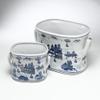 AA Importing AAI Blue Willow Design Footbath Planters, Set of 2 view 1