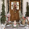 Mokylor 21.6 in Artificial Christmas Teardrop Swags, Xmas Door Stairway Pineneedle Swags Hanging Pendant Teardrop Swags Wreath for Front Door Wall Window Home Xmas Decor (With view 3