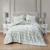 Chezmoi Collection Gigi 3-Piece Queen Size Washed Cotton Floral Comforter Set - Elegant Blue Ivory White Floral Printed Bedding Set Reversible Lightweight Comforter for All Season view 2