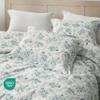 Chezmoi Collection Gigi 3-Piece Queen Size Washed Cotton Floral Comforter Set - Elegant Blue Ivory White Floral Printed Bedding Set Reversible Lightweight Comforter for All Season view 4