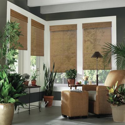 Cordless Woven Wood Roman Shades, 39W x 60H, Bamboo Mesh Natural, Sizes 20-72 Wide and 24-72 High