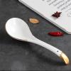 Jingzai202405 Soup Spoons 1 Piece Asian Large Soup Spoons, White Rice Spoons, Chinese Won Ton Soup Spoon with Golden Decorative Edges Serving Spoons view 4