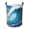 Big Ocean Wave HD print Dirty laundry basket Foldable round tote bag Home decor Easy collection gift basket view 1