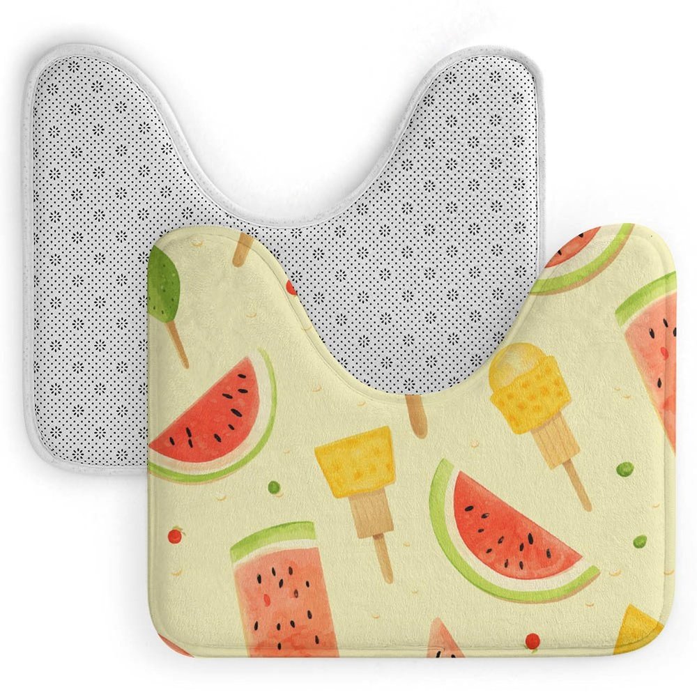 JEKYQ U-Shaped Floor Mat Bathroom Rugs Bath Mat Watermelon Ice CreamBath Rugs U-Shaped Toilet Seat Mat for Bathroom Home Decor Non-Slip U Bathroom Rug Mats for Shower Tub