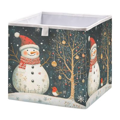 Bolaz Snowman and Bird Closet Organizers Storage Cubes Storage Bins Shelf Baskets Containers for Home Room Office,Square