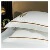 GLAMDIA High-end Bedding Set Luxury Gold Stripe Embroidery White Egyptian Cotton Duvet Cover Bed Sheet Pillowcases Home Textile,Bed view 4