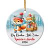 Big Brother & Little Sister Fox Ceramic Christmas Ornament 2026, Personalized Fox Sibling Ornament, Big Brother Little Sister Xmas Ornament Gift for Big Brother, Custom Name Sibling Ceramic Ornament view 1