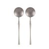 Jingzai202405 Soup Spoons Retro Matte Metal Soup Spoons 2-Piece Premium Stainless Steel Spoons Round Spoons, Silver Soup Spoons Spoon Set Flatware Set Serving Spoons view 1