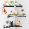 WOPITMER Fire Escape Wall Shelf - Modern City Style 3-Tier Corner Wall Shelves, Easy to Install Metal Ladder Shelf for Figures, New York Decorative Shelves for Bathroom, Living Room & Home Decor,Black view 1