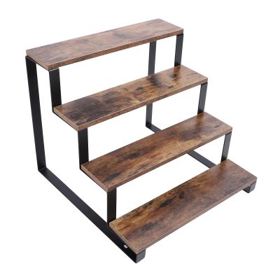 Fabater Wood Display Riser Stand, 4 Tier Rack, Wood Step Shelf Countertop Storage Holder, Easy Assemble, Display Riser Shelf for Kitchen Bathroom for Perfume, Makeup, Condiment