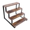 Fabater Wood Display Riser Stand, 4 Tier Rack, Wood Step Shelf Countertop Storage Holder, Easy Assemble, Display Riser Shelf for Kitchen Bathroom for Perfume, Makeup, Condiment view 1