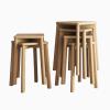 100% solid oak, stackable stools, bar stools, wooden dining table stools, square stools, shoe stools, no backrest, suitable for kitchen, home, garden, living room and classroom(Wood color,6 pieces) view 1