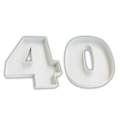 Hard Plastic Reusable Fillable Letters Numbers Serving Trays for Party Decoration (40, White)
