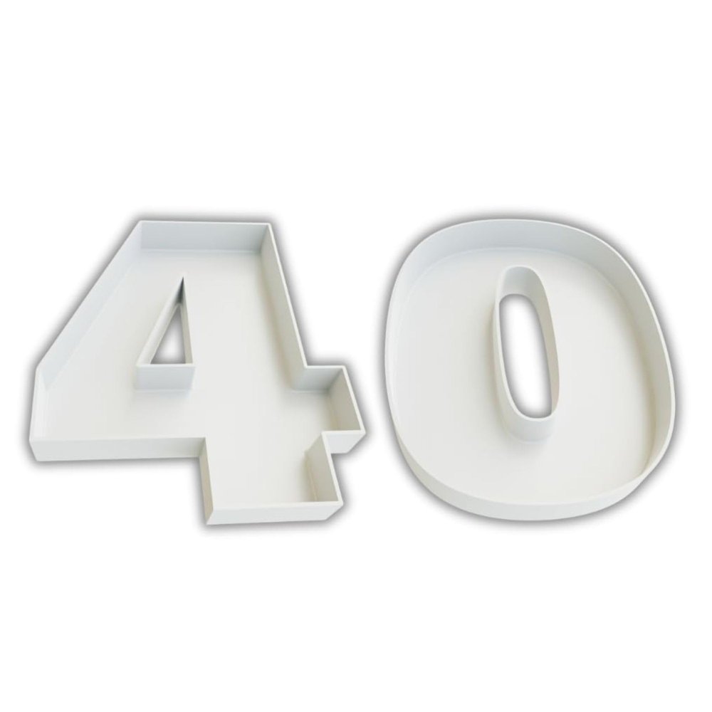 Hard Plastic Reusable Fillable Letters Numbers Serving Trays for Party Decoration (40, White)
