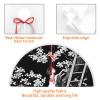 36" Christmas Tree Skirt with Pom Pom Trim Picking Flowers on a Ladder Tree Skirt Farmhouse Rustic Christmas Tree Mat Plush Xmas Tree Skirt for Decorations Holiday Party view 4