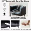 HNY Black Modern Barrel Counter Height Bar Stool, 24 Inch PU Leather Kitchen Barstool with Back for Island, with Black Metal Tubular Frame view 4